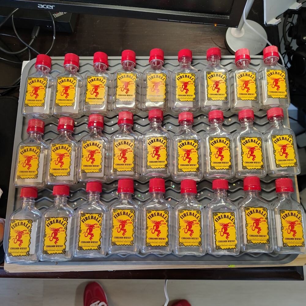 #CR18 - 27 EMPTY AND CLEANED FIREBALL PLASTIC CONTAINERS FOR CRAFTING